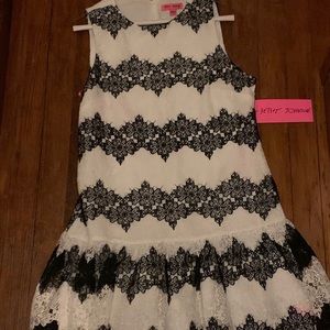 Betsey Johnson black and white lace dress.